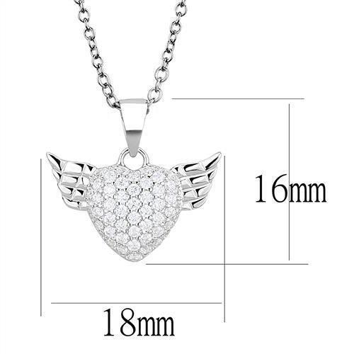 3W1378 - Rhodium 925 Sterling Silver Chain Pendant with AAA Grade CZ